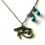 Egyptian Style Necklace Eye Of Horus Antiqued..