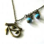 Egyptian Style Necklace Eye Of Horus Antiqued..